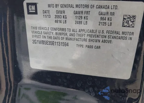 2014 Chevrolet Impala Limited Lt из США, поврежденный, VIN 2G1WB5E35E1131594